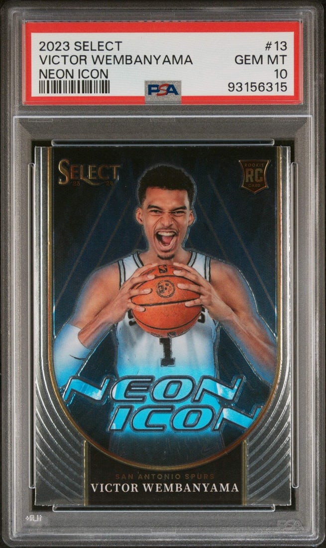 2023 Panini Select Victor Wembanyama #13 Neon Icon Basketball Card PSA 10 (1 of 2)