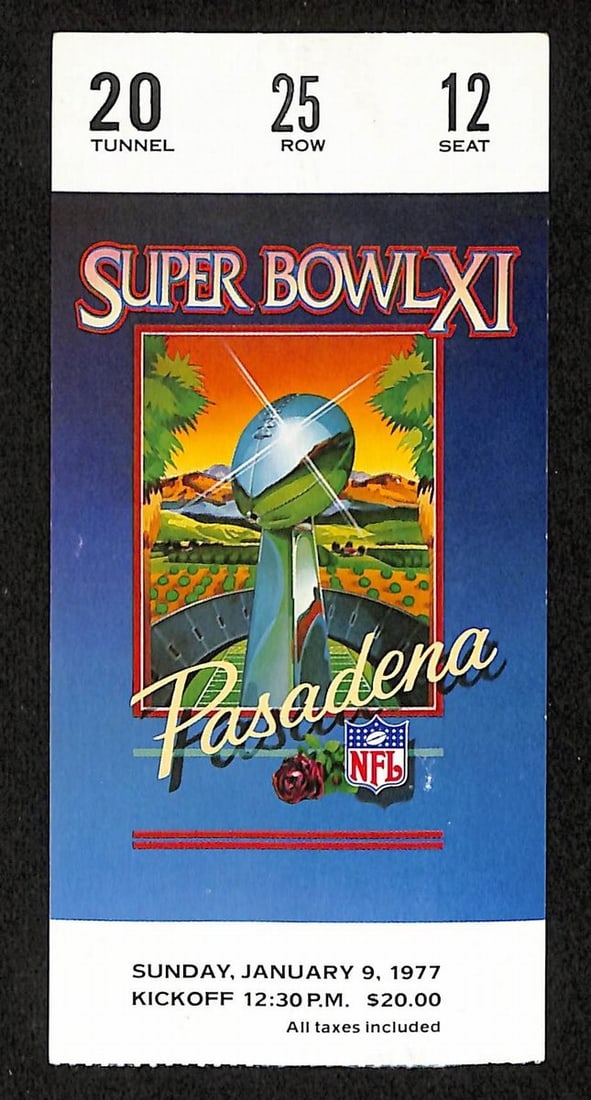 1977 Super Bowl XI Ticket Stub Raiders vs Vikings Beletnikoff MVP (1 of 2)