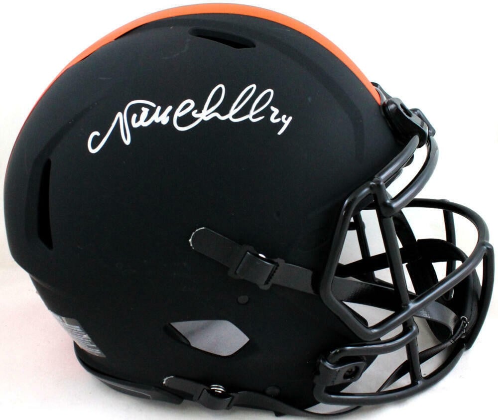 Nick Chubb Signed Cleveland Browns Eclipse Full Size Helmet Beckett: Nick Chubb Signed Cleveland Browns Eclipse Full Size Helmet Beckett This authentic Cleveland Browns Eclipse full-size helmet is autographed by star player Nick Chubb, making it a perfect collectible f