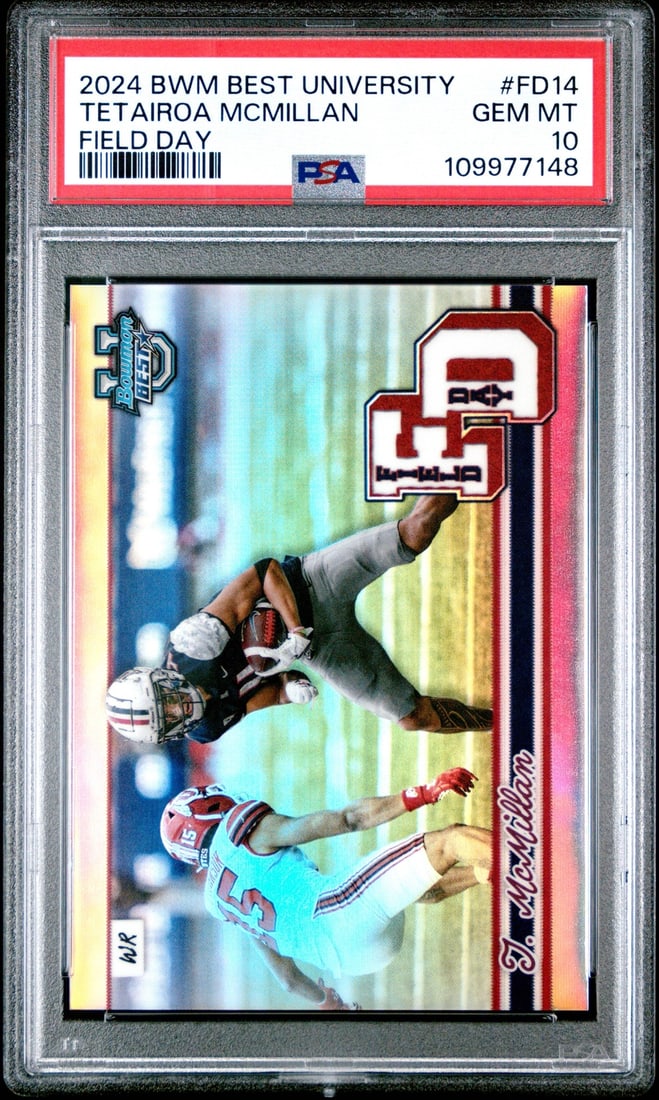 2024 Bowman Best U Tetairoa McMillan Field Day Football Card PSA 10 (1 of 2)