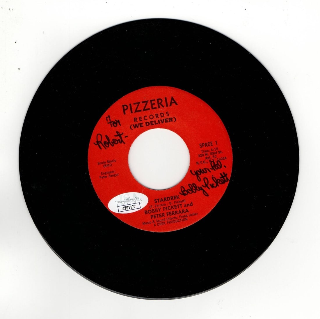 Bobby Boris Pickett Signed 45 Record Authenticated by JSA (1 of 2)