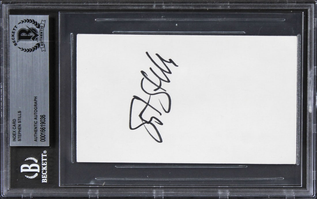 Stephen Stills Buffalo Springfield Signed 3x5 Index Card Beckett Authenticated (1 of 2)