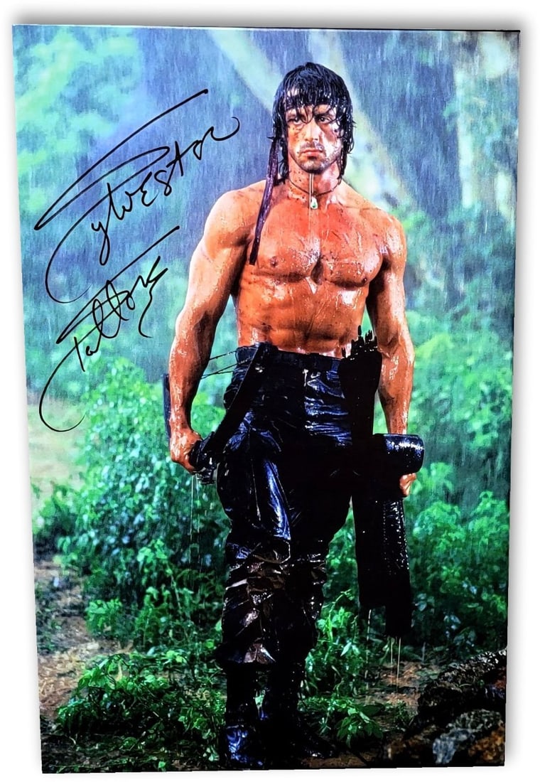 Sylvester Stallone Rambo Signed 20X30 Canvas Photo Online Authentics (1 of 4)