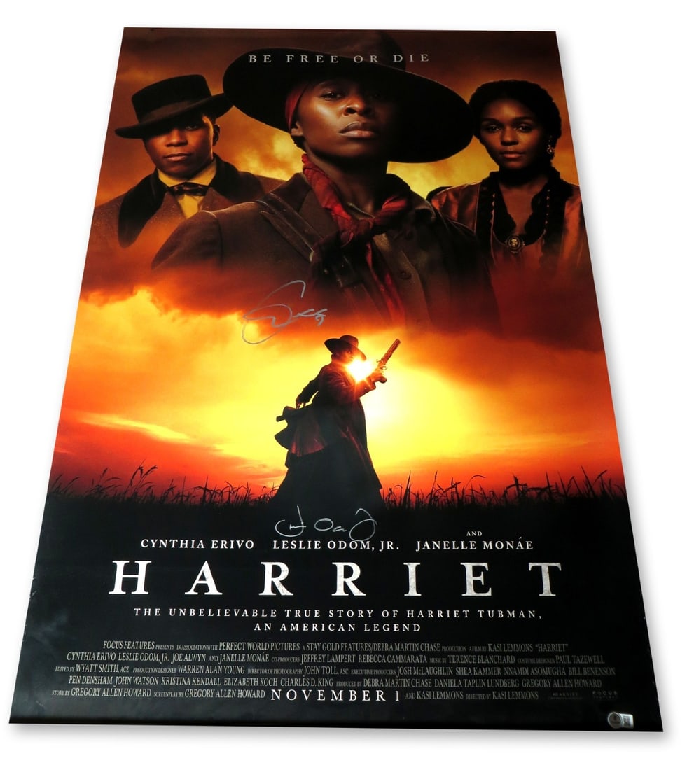 Cynthia Erivo Leslie Odom Jr. Dual Signed 27x40 Poster Beckett Authenticated (1 of 2)