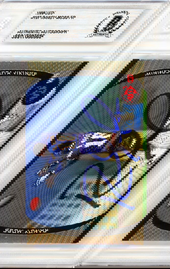 1998 Randy Moss Autographed Rookie Card #197 BGS Minnesota Vikings (1 of 2)