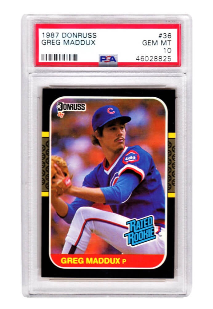 Greg Maddux 1987 Donruss #36 RC PSA 10 Gem Mint Cubs Card (1 of 2)