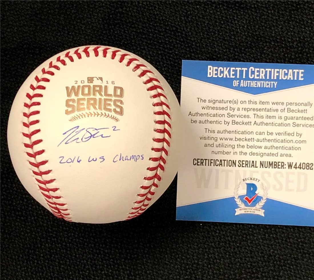 Tommy La Stella Signed 2016 Cubs World Series Baseball BAS COA (1 of 3)