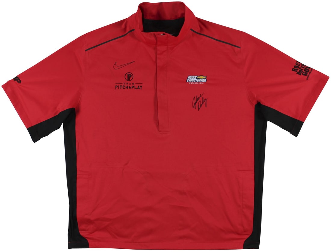 John Daly Signed Match Worn Nike Quarter Zip Shirt BAS Authentication: John Daly Signed Match Worn Nike Quarter Zip Shirt BAS Authentication This authentic match-worn red Nike quarter zip shirt has been personally signed by professional golfer John Daly. Designed for com