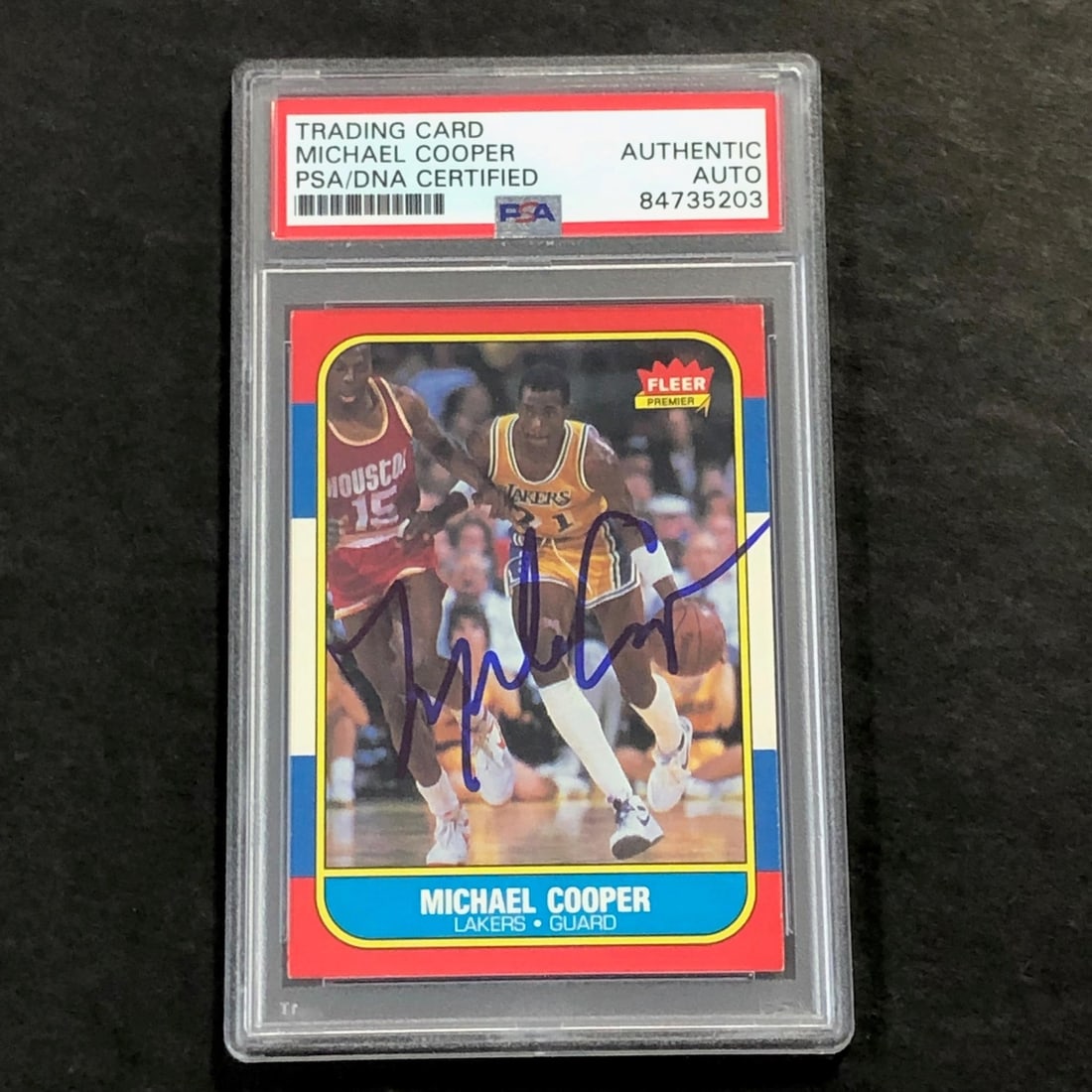 1986 Fleer #17 Michael Cooper Signed Card PSA/DNA Lakers (1 of 2)