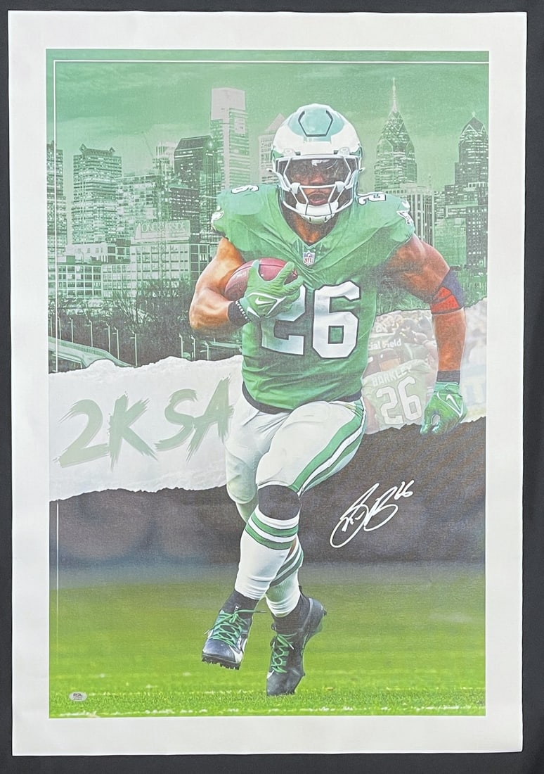 Saquon Barkley Signed 24x36 Canvas Photo Eagles PSA/DNA (1 of 3)