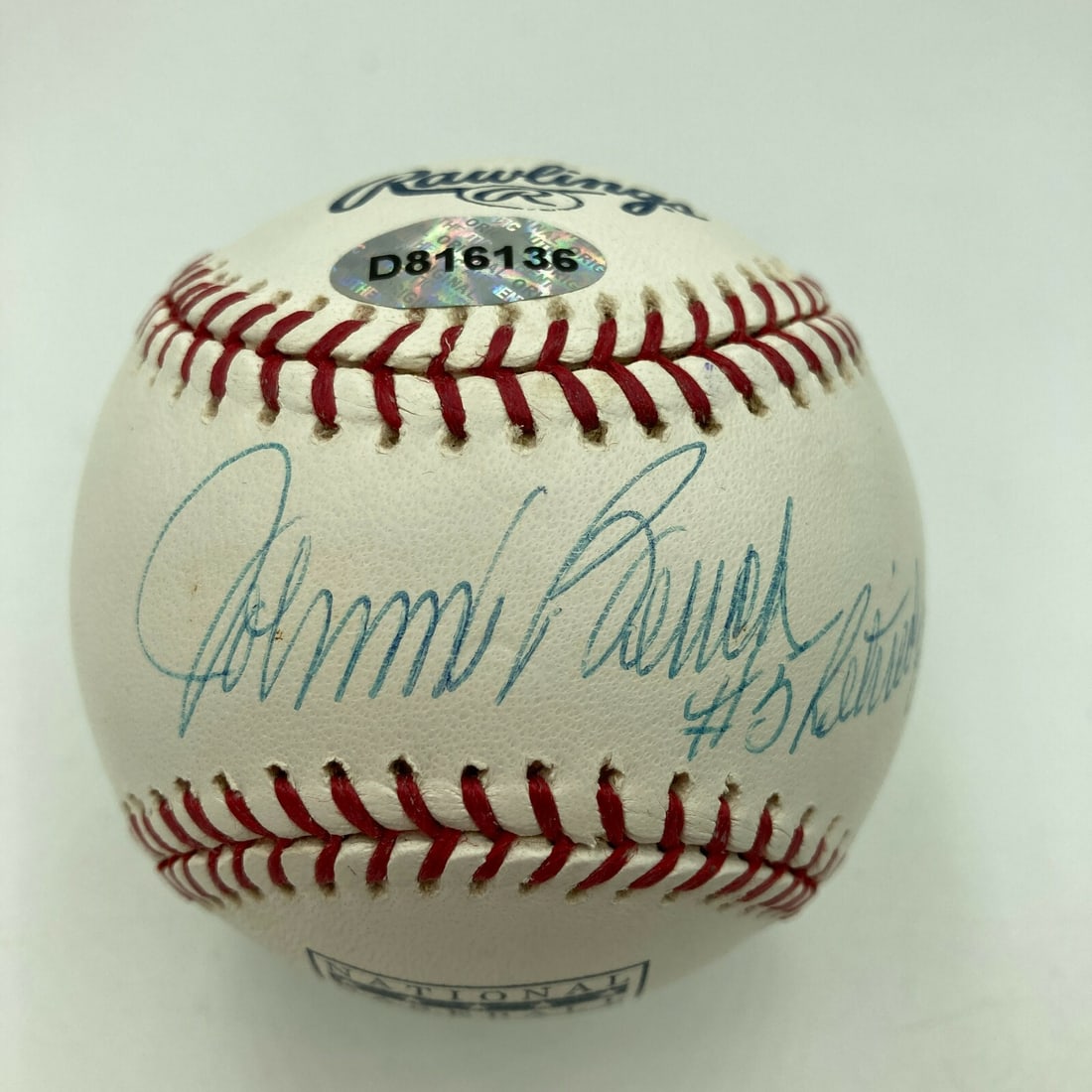 Johnny Bench Signed Baseball Inscribed #8 Retired JSA COA (1 of 6)