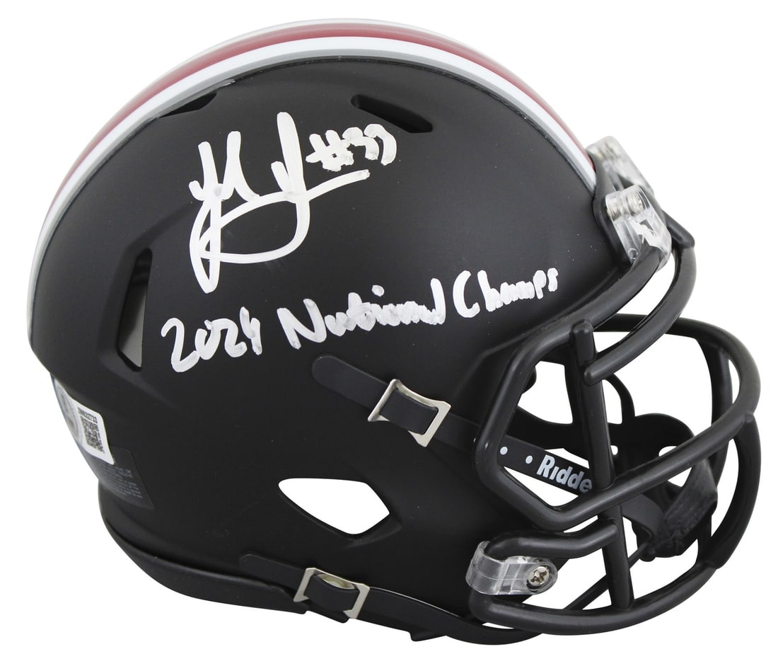 Jack Sawyer Signed Ohio State Mini Helmet 2024 National Champs BAS Authenticated (1 of 2)