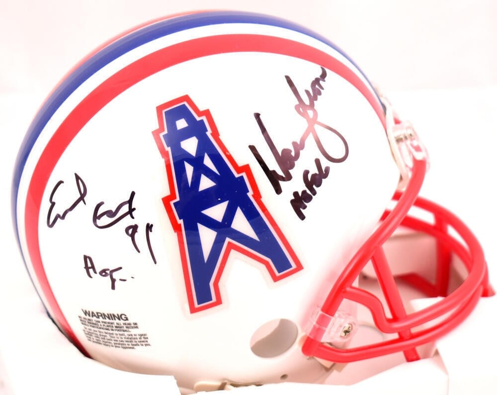 Earl Campbell Warren Moon Signed Houston Oilers Mini Helmet Beckett Holo (1 of 6)