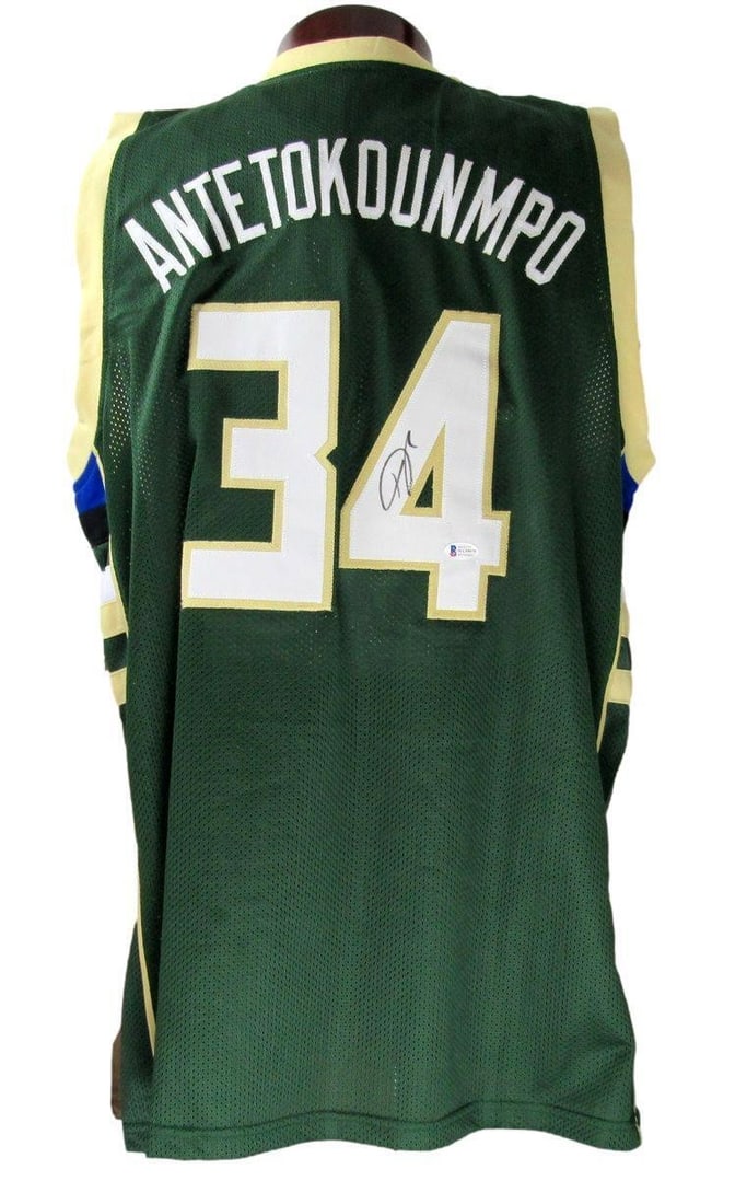 Milwaukee Bucks Green Jersey Signed by Giannis Antetokounmpo Beckett Authenticated (1 of 4)