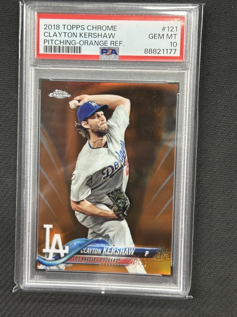 Clayton Kershaw 2018 Topps Chrome Orange Refractor PSA 10 #121 (1 of 2)