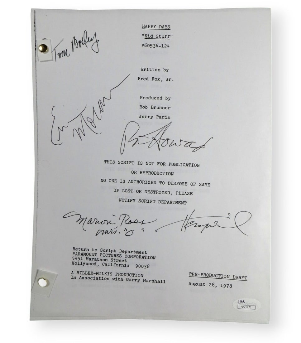 Happy Days Cast Signed Script JSA Authenticated Season 6 Episode Kid Stuff (1 of 3)