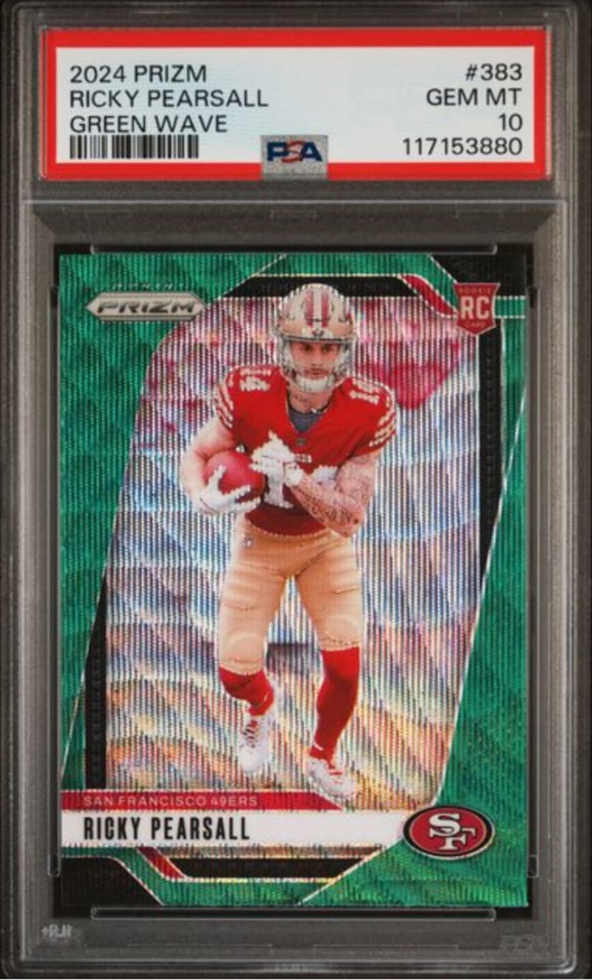 2024 Panini Prizm Ricky Pearsall #383 Green Wave Rookie PSA 10 NFL Card (1 of 2)