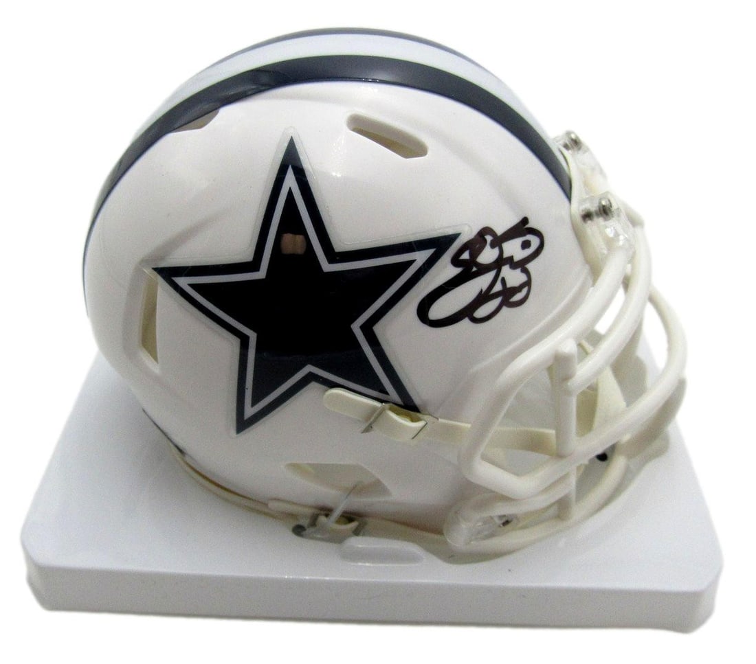 Emmitt Smith Autographed Mini Dallas Cowboys Lunar Helmet PROVA Authentication (1 of 3)