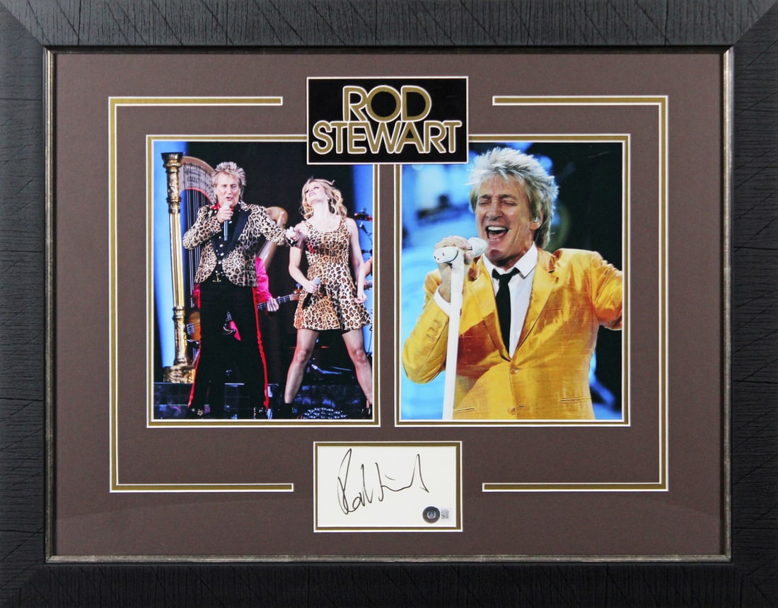 Rod Stewart Signed 3x5 Index Card Framed Display BAS Authentication (1 of 2)