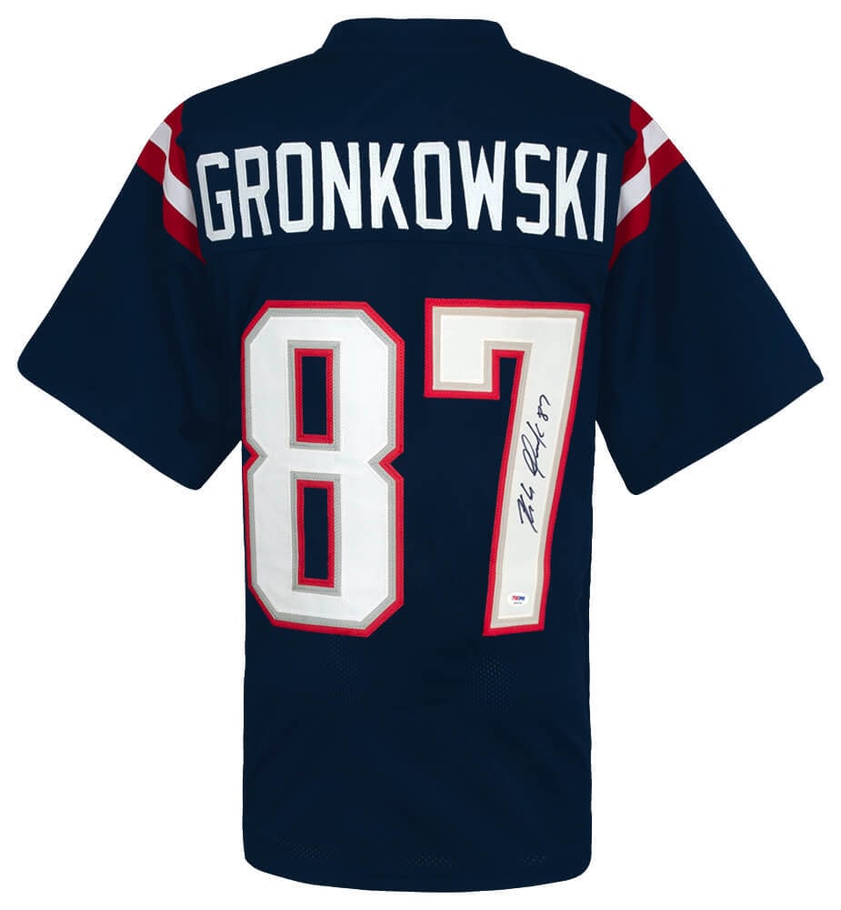 Rob Gronkowski Signed Navy Custom Jersey New England Patriots PSA COA (1 of 3)