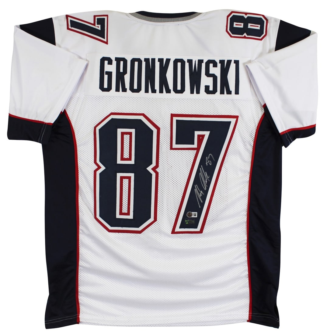 Rob Gronkowski Signed White Jersey New England Patriots BAS Authenticated (1 of 3)