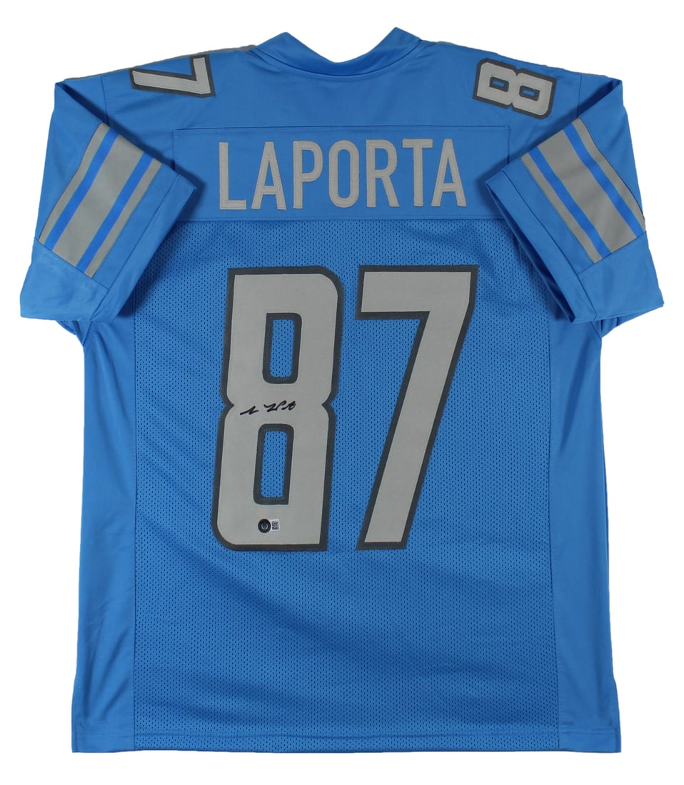 Sam Laporta Signed Detroit Lions Blue Pro Style Jersey BAS Authenticated (1 of 3)