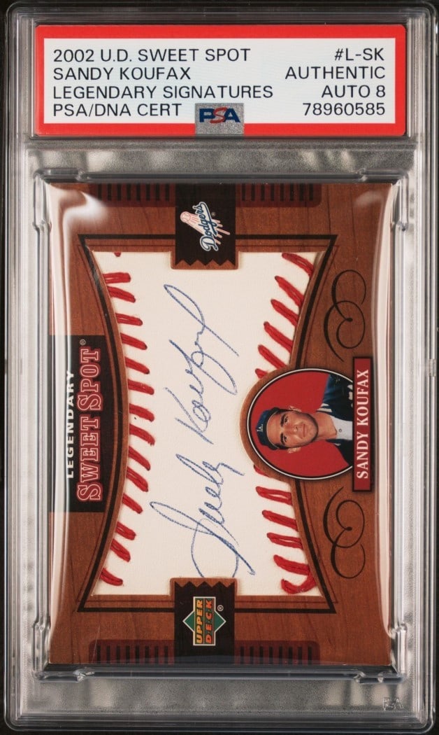 Sandy Koufax 2002 Upper Deck Sweet Spot Legendary Sig PSA 8 Baseball Card (1 of 2)