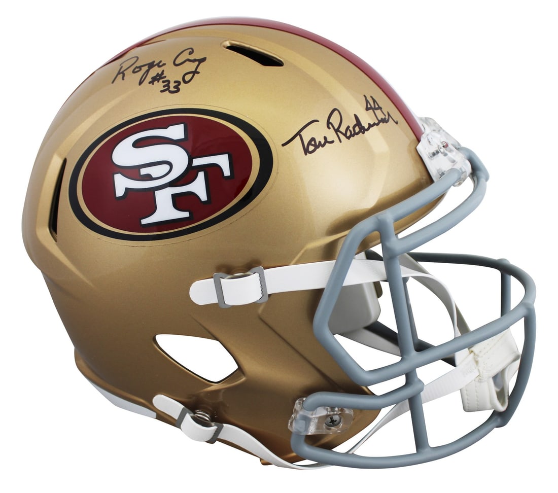 San Francisco 49ers Tom Rathman Roger Craig Signed Full Size Helmet BAS Authenticated (1 of 3)
