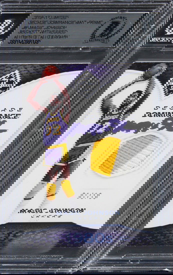 Magic Johnson Signed 2016 Limited Decade Dominance #1/10 Card Gem Mint 10 Beckett (1 of 2)