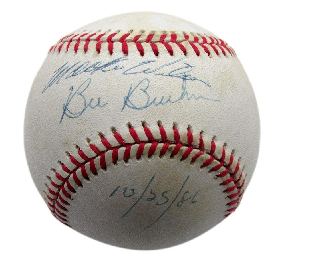 Mookie Wilson Bill Buckner Dual-Signed ONL Baseball JSA Authenticated (1 of 2)