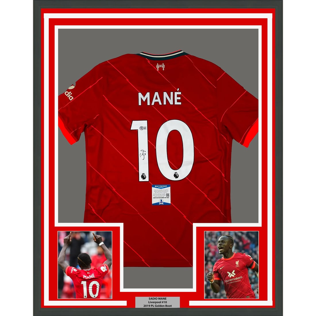 Framed Sadio Mane Autographed Liverpool Jersey with BAS COA (1 of 2)