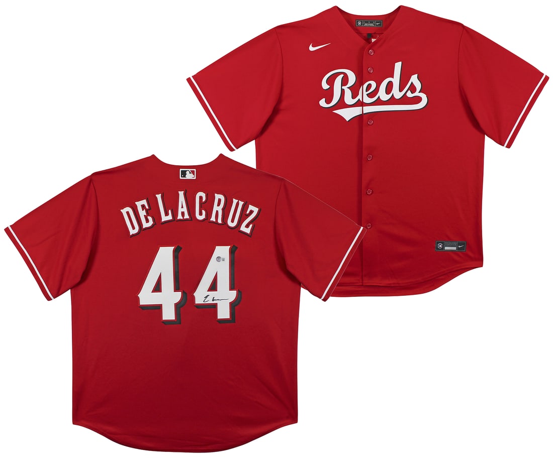 Elly De La Cruz Autographed Red Nike Jersey BAS Witnessed Cincinnati Reds (1 of 6)