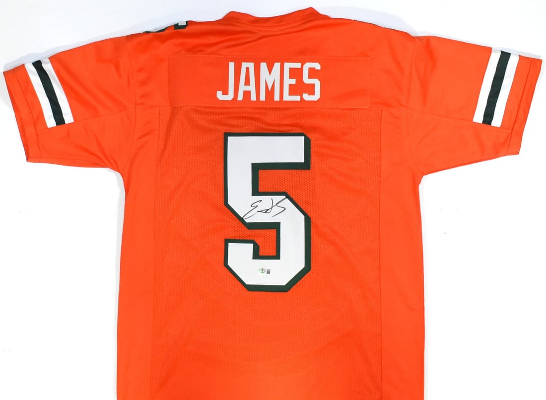 Edgerrin James Miami Hurricanes Autographed Jersey with Beckett Hologram (1 of 3)