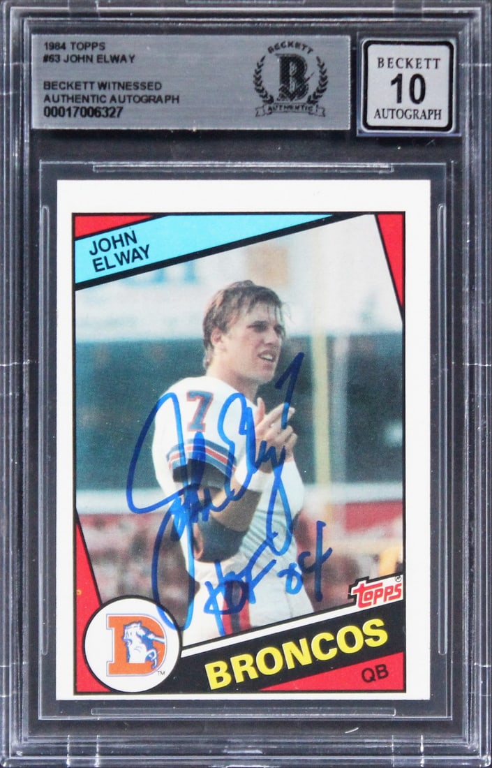 John Elway Signed 1984 Topps #63 Rookie Card HOF 04 Gem Mint 10 Beckett (1 of 2)
