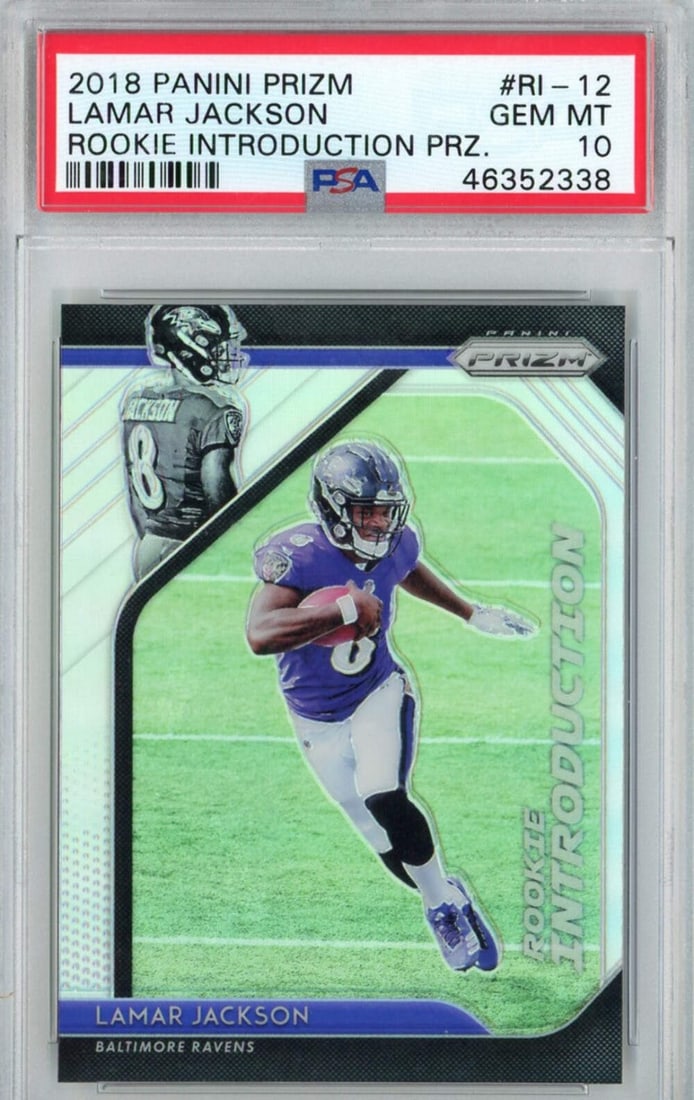 2018 Prizm Lamar Jackson #RI-12 PSA 10 Rookie Football Card (1 of 2)