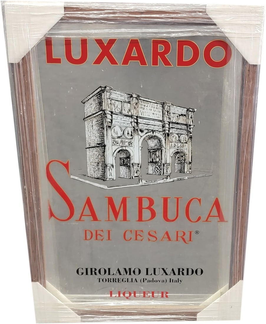 Girolamo Luxardo Unsigned Framed Wax Mirror 18 x 26 Vintage: Girolamo Luxardo Unsigned Framed Wax Mirror 18 x 26 Vintage This exquisite piece features the Luxardo Sambuca Dei Cesari, showcasing the iconic branding of Girolamo Luxardo in a unique framed wax mirr
