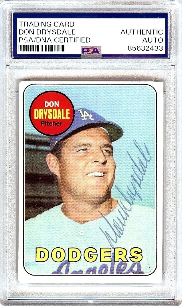 Don Drysdale 1969 Topps Signed Autographed Baseball Card PSA Dodgers (1 of 2)
