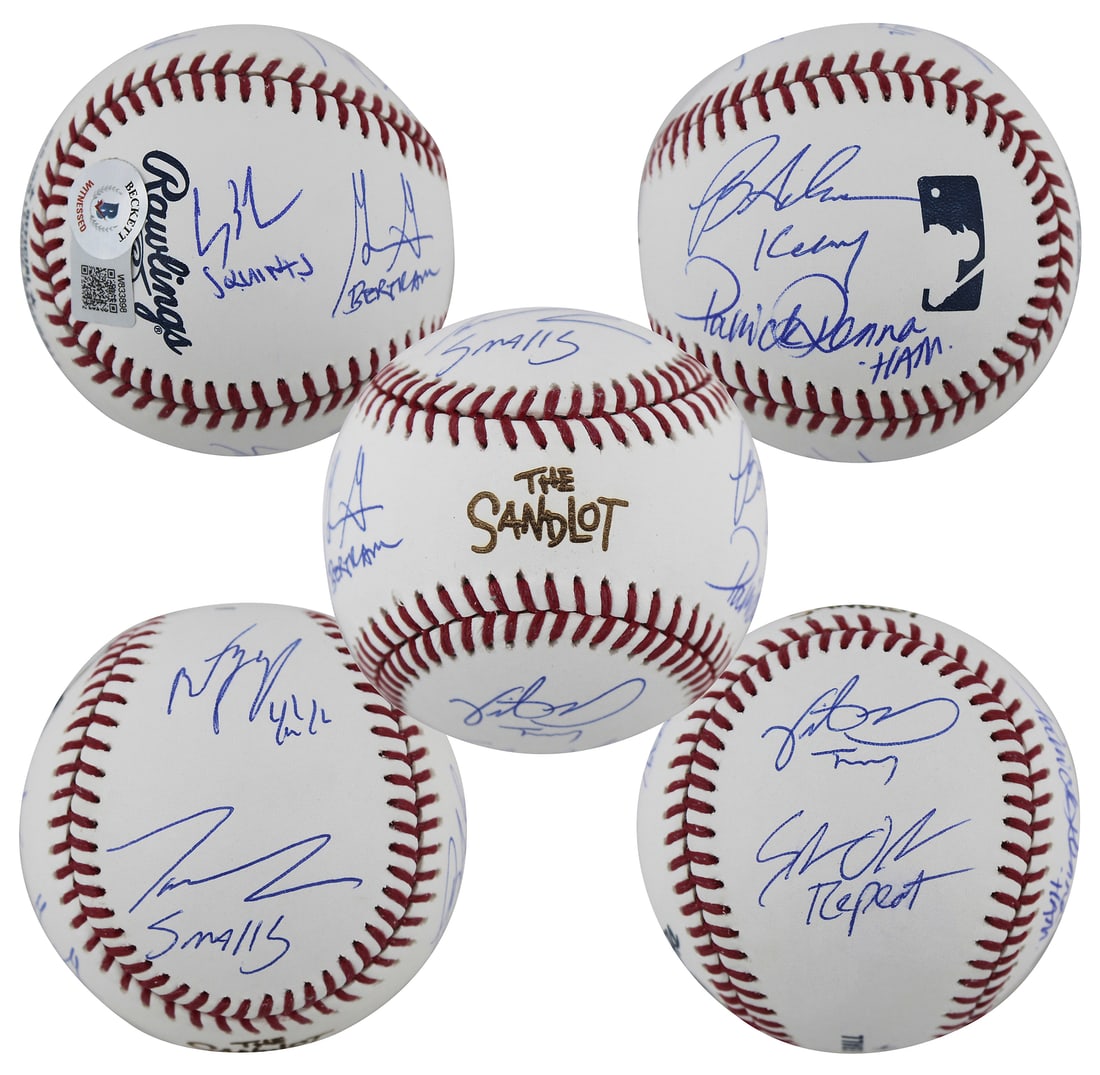 Signed Sandlot Baseball with 8 Cast Autographs BAS Certified (1 of 7)