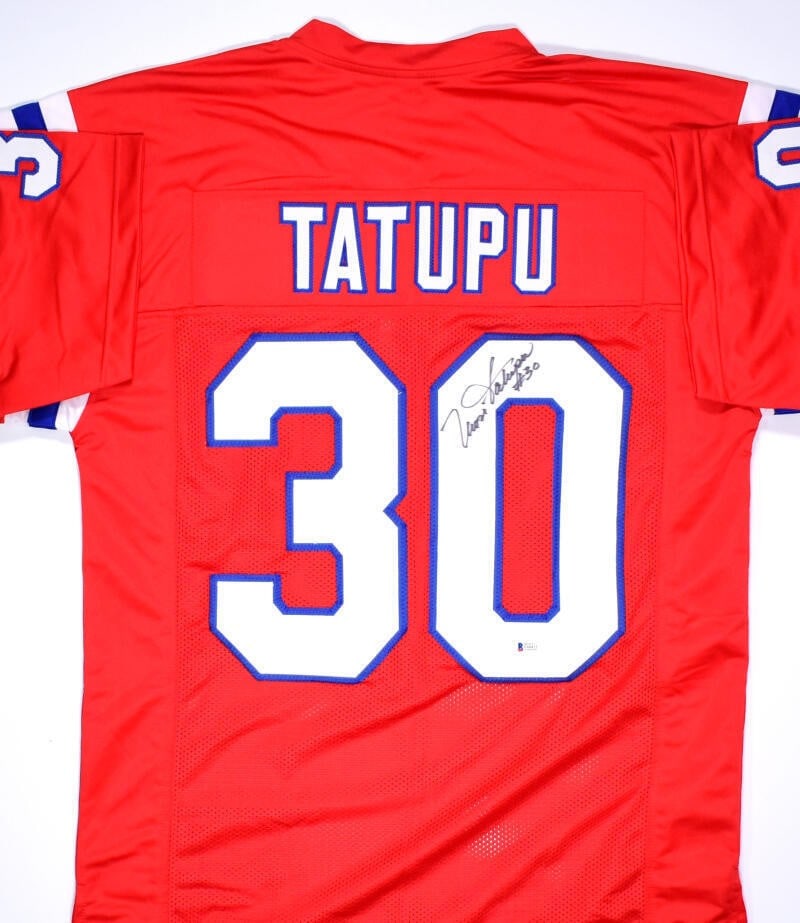Mosi Tatupu Autographed Red Jersey New England Patriots Beckett Authenticated (1 of 8)