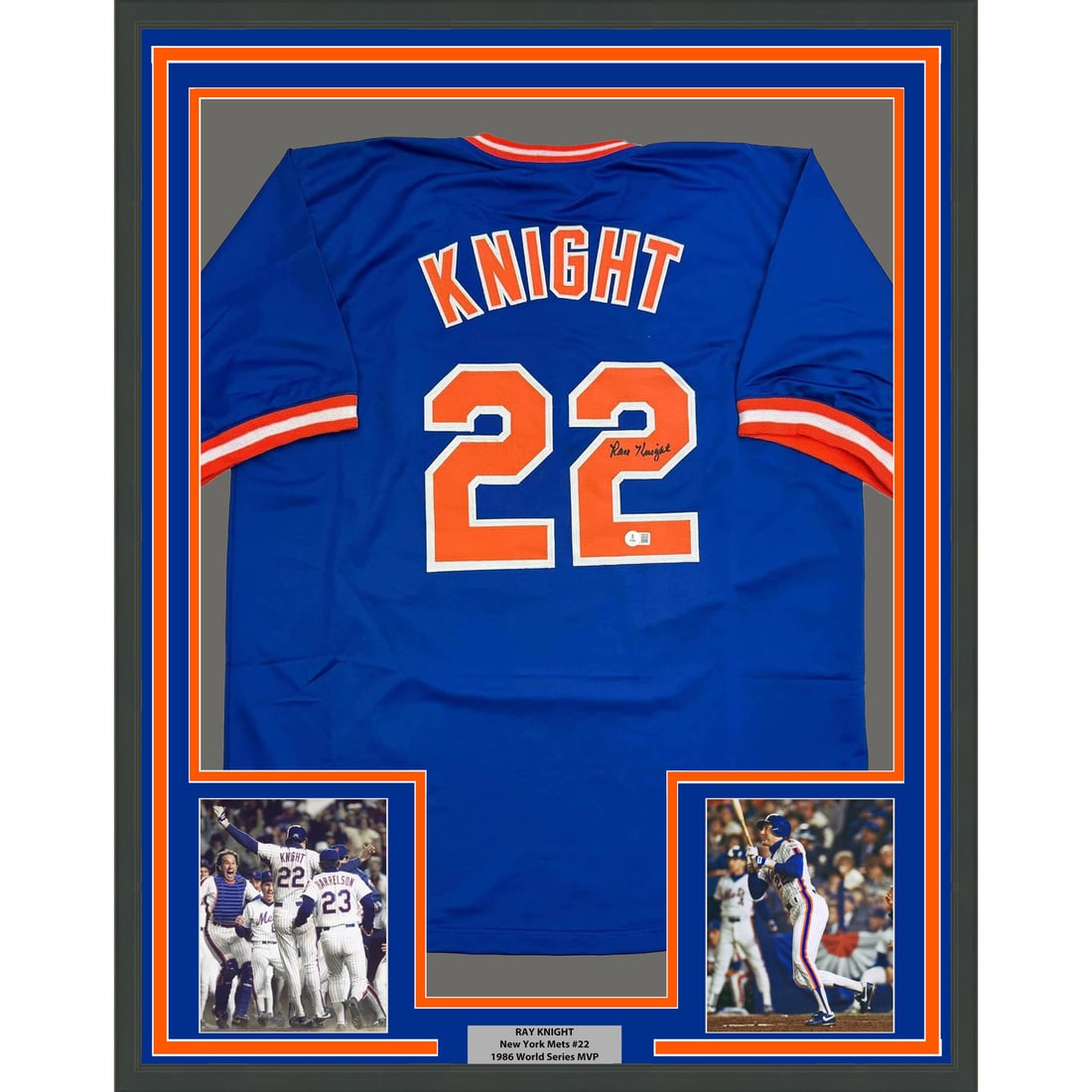 Framed Ray Knight Autographed New York Mets Jersey with BAS COA 35x39 (1 of 2)