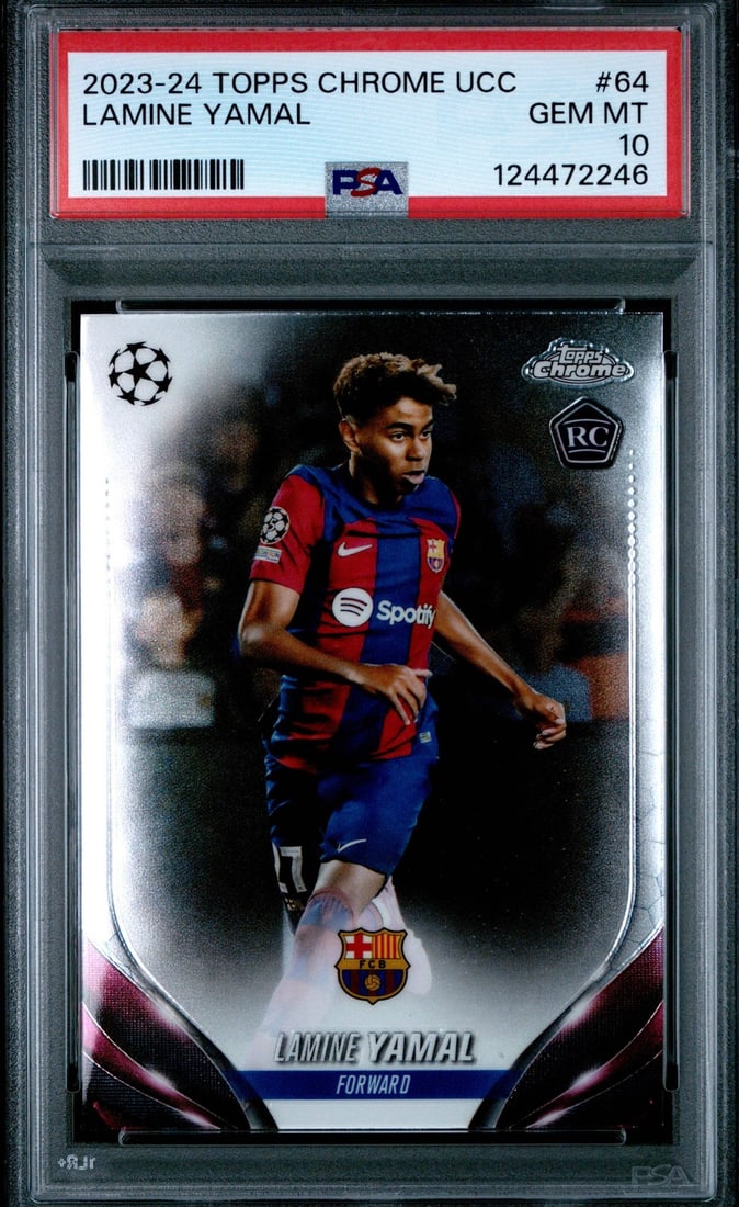 2023 Topps Chrome UCC Lamine Yamal #64 Rookie Soccer Card PSA 10 Gem Mint (1 of 2)