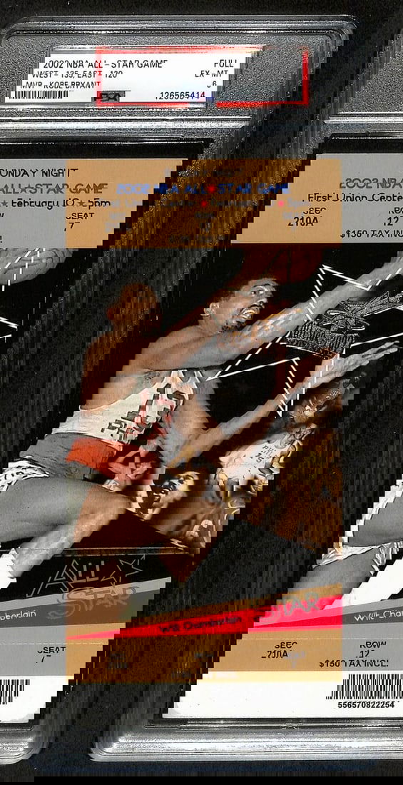 February 10 2002 NBA All-Star Ticket Stub Kobe Bryant MVP PSA EX-MT 6 (1 of 2)