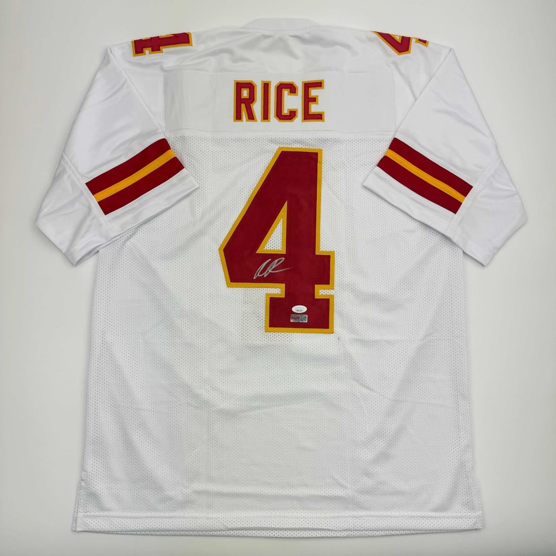 Rashee Rice Autographed Kansas City Chiefs White Football Jersey JSA COA (1 of 4)