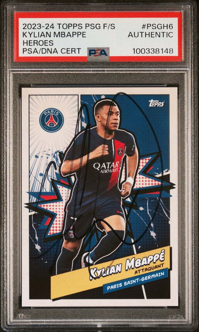 2023-24 Topps PSG F/S Heroes Kylian Mbappe Signed Card PSA Authenticated (1 of 2)