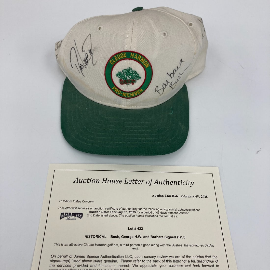 George H.W. Bush Barbara Bush Signed Golf Hat with JSA COA (1 of 10)