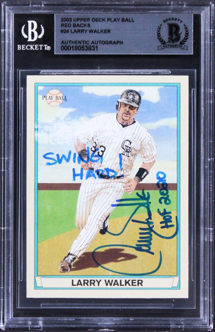 Larry Walker Signed 2003 Upper Deck Card w/ 2 Inscription BAS Authenticated (1 of 2)