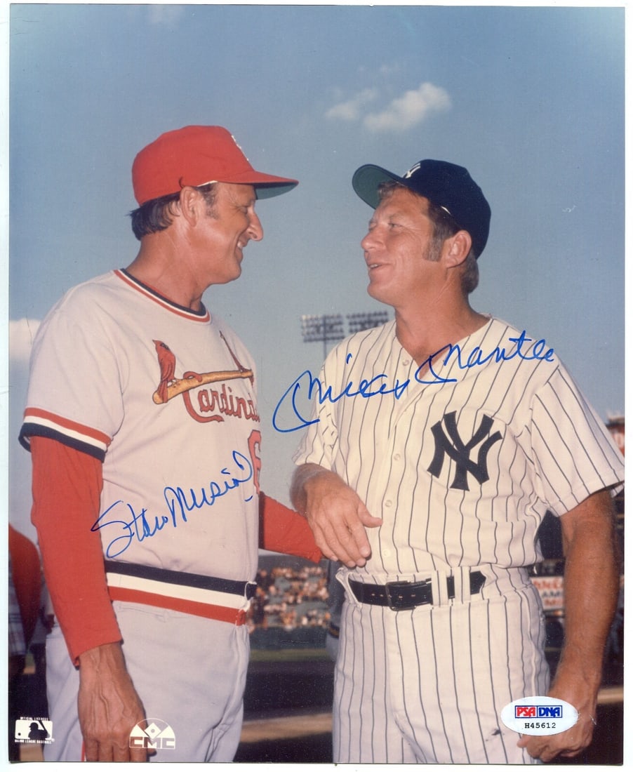 Mickey Mantle Stan Musial Signed 8x10 Photo PSA Certified Yankees Cardinals (1 of 2)