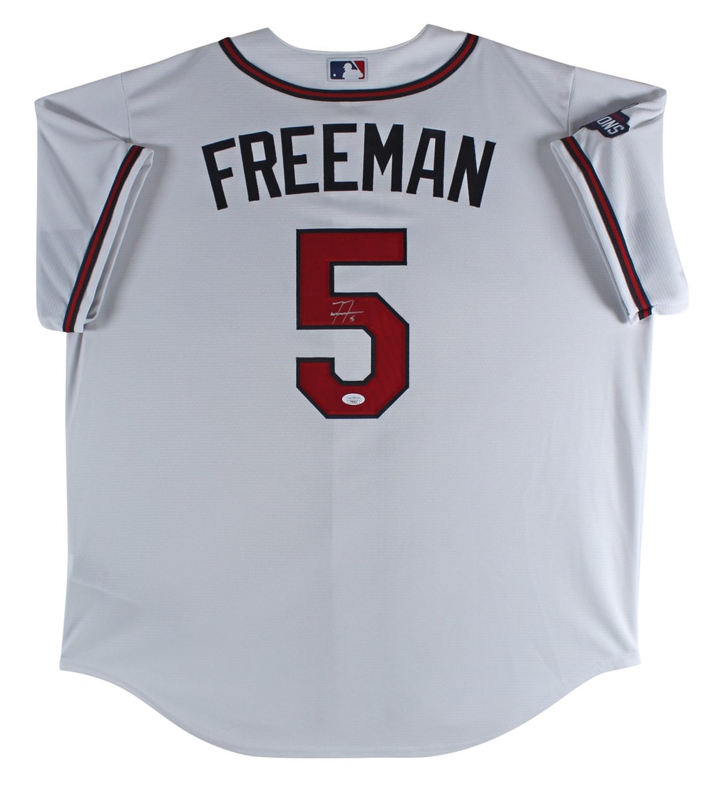 Freddie Freeman Autographed White Nike Jersey 2021 World Series Patch JSA Atlanta Braves (1 of 6)