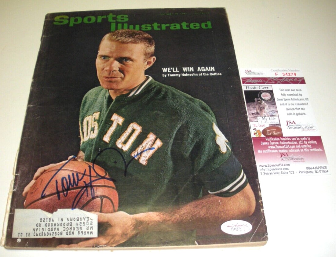 Tom Heinsohn Signed Sports Illustrated Magazine JSA COA Boston Celtics HOF (1 of 2)