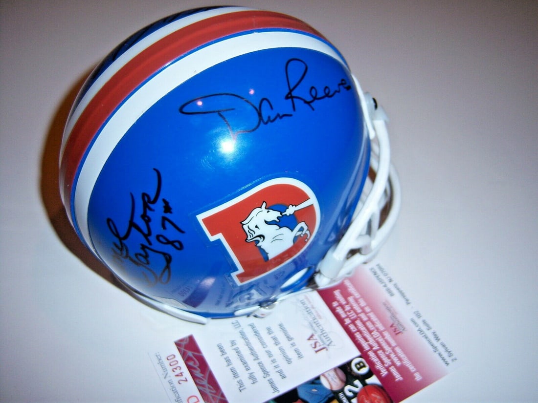 Floyd Little Lionel Taylor Dan Reeves Signed Mini Helmet JSA COA NFL (1 of 2)